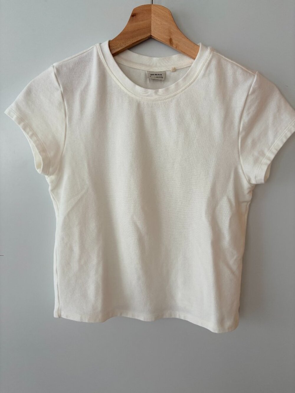 PrAna Lotus Short Sleeve Tee, White, size M